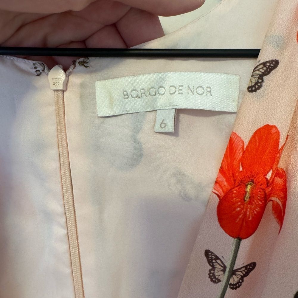 Borgo De Nor Pink Floral Midi Dress Size 6 - Picture 9 of 9